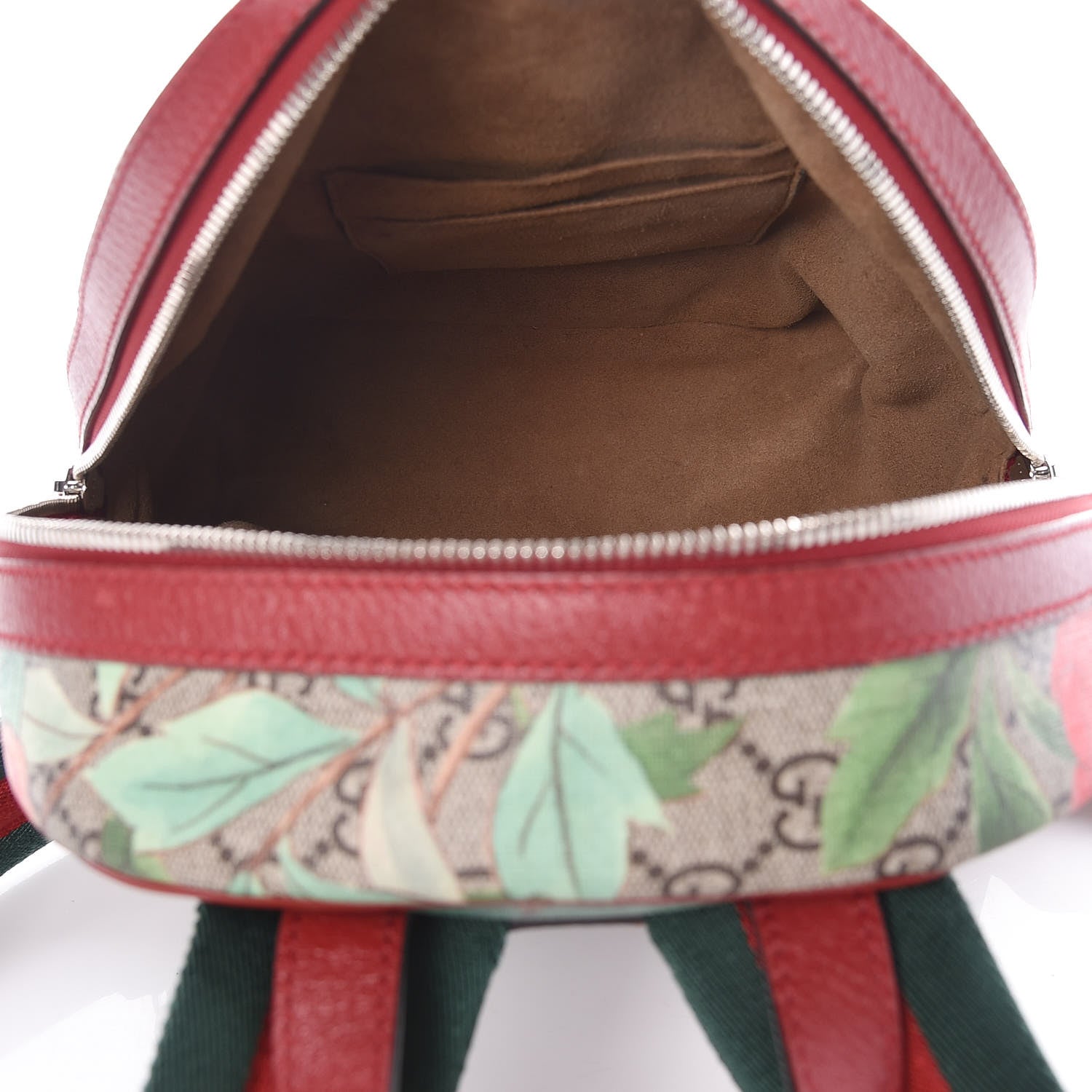 Gucci GG Supreme Monogram Tian Web Small Day Backpack Beige Multicolor Red 5 of 16