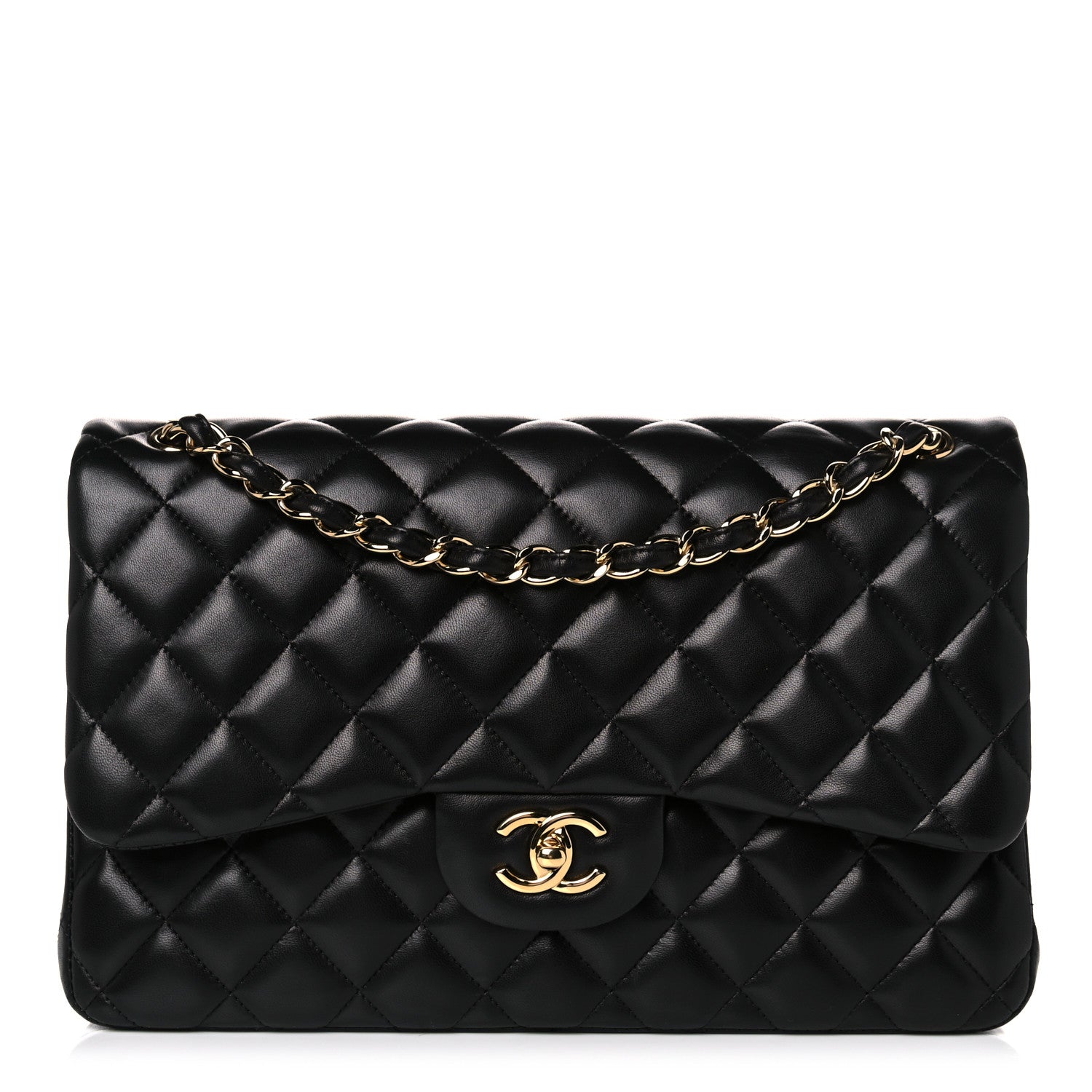 Chanel Lambskin Quilted Jumbo Double Flap Black 1 of 20