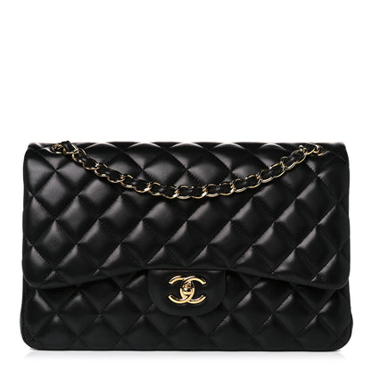 Chanel Lambskin Quilted Jumbo Double Flap Black 1 of 20