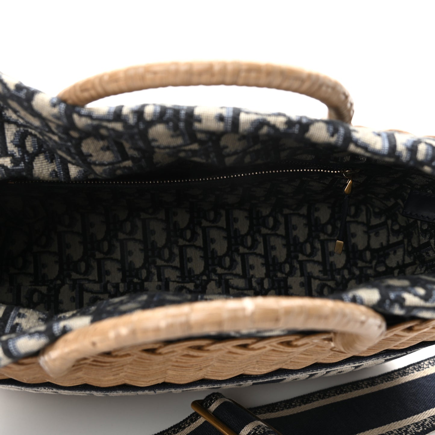 Wicker Oblique Basket Bag Blue