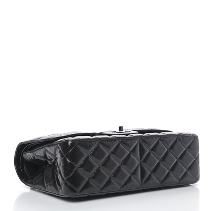 Chanel Shiny Distressed Calfskin Quilted Jumbo Double Flap So Black 3 of 4