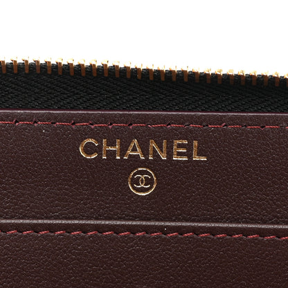 Chanel Lambskin Quilted Large Gusset Zip Around Wallet Black 9 of 14