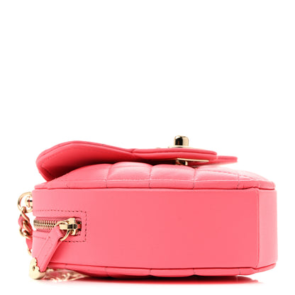 Chanel Lambskin Quilted CC In Love Heart Clutch With Chain Pink 4 of 13