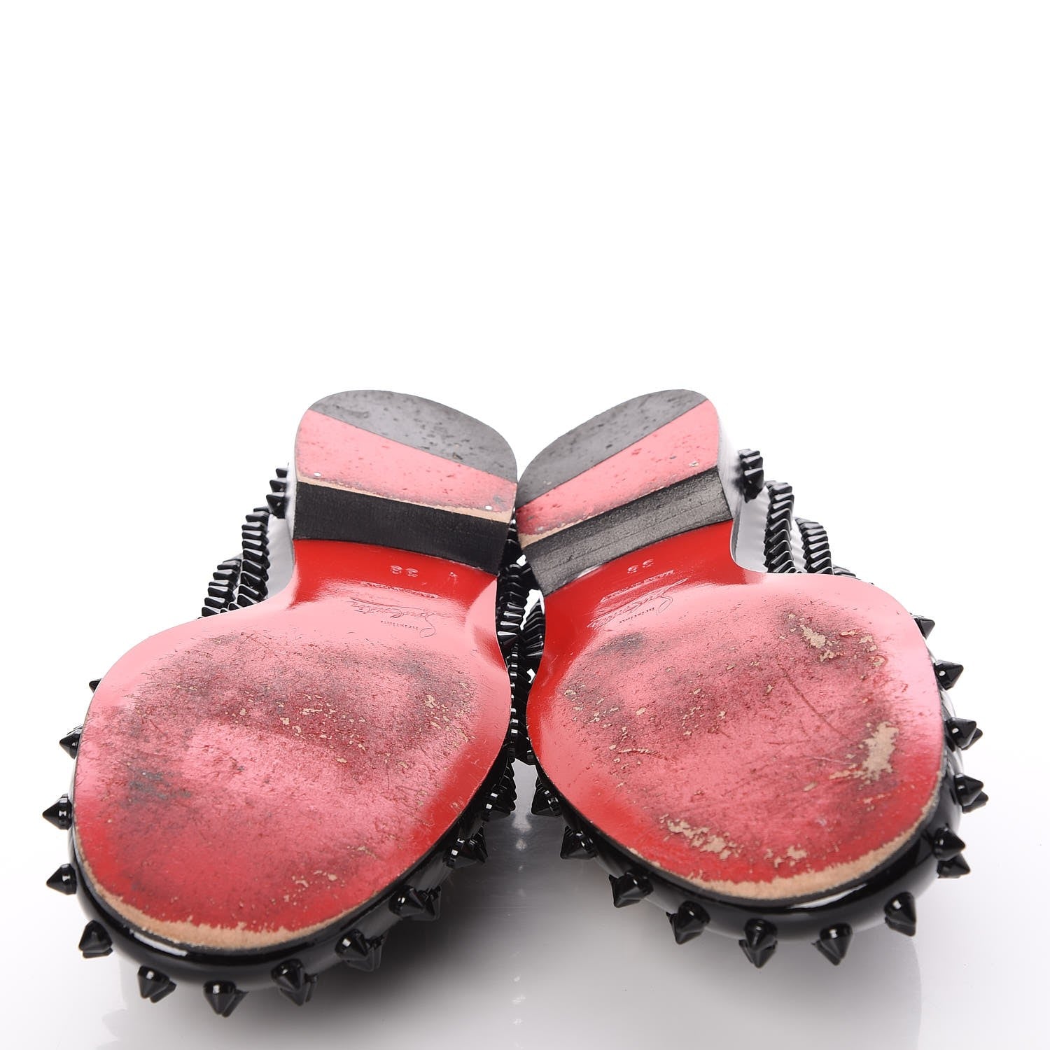 Christian Louboutin Patent Calfskin Rolling Spikes Loafers 38 Black 5 of 10