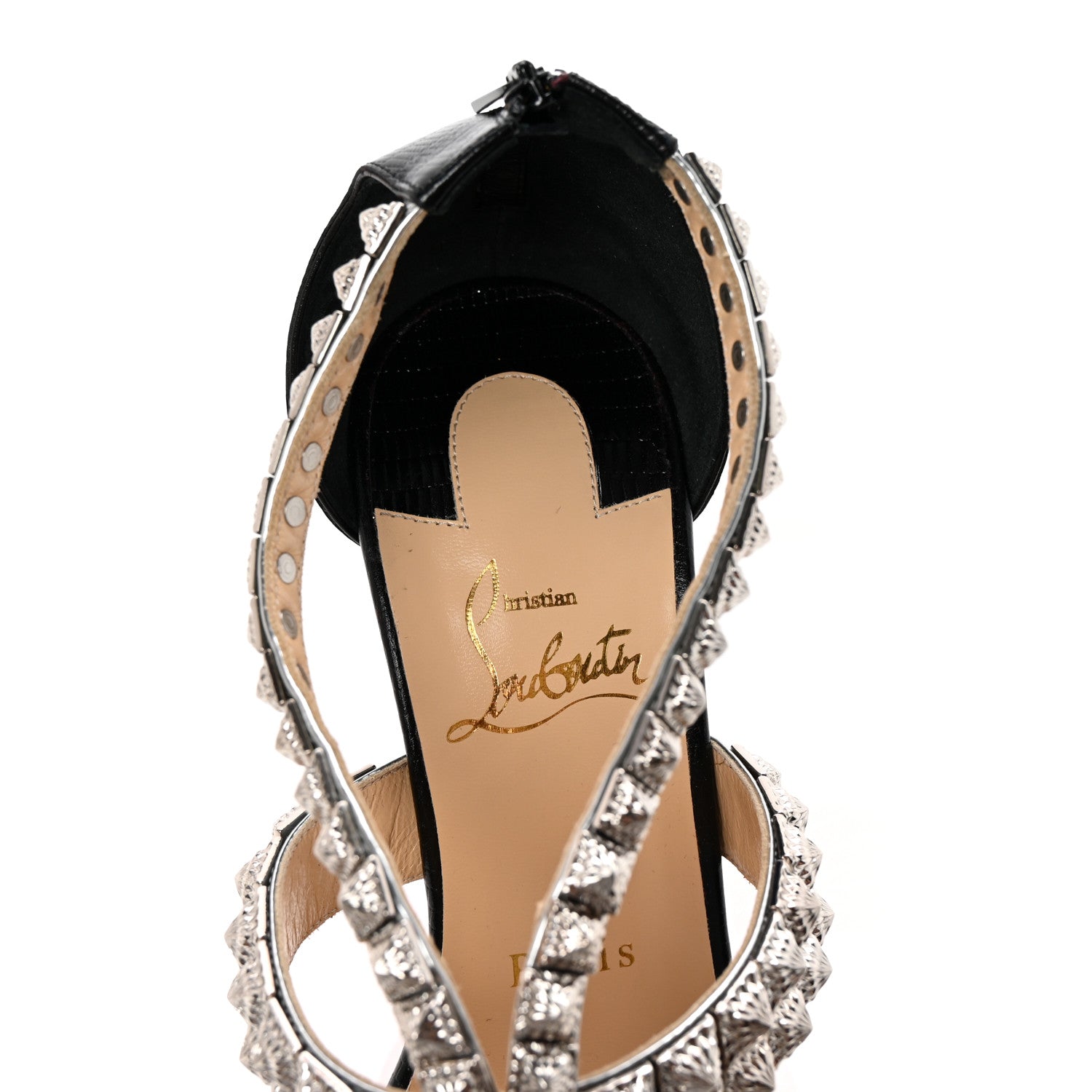 Christian Louboutin Diwali 100 Studded Sandals 39 Black 37.5 Black Silver 8 of 9