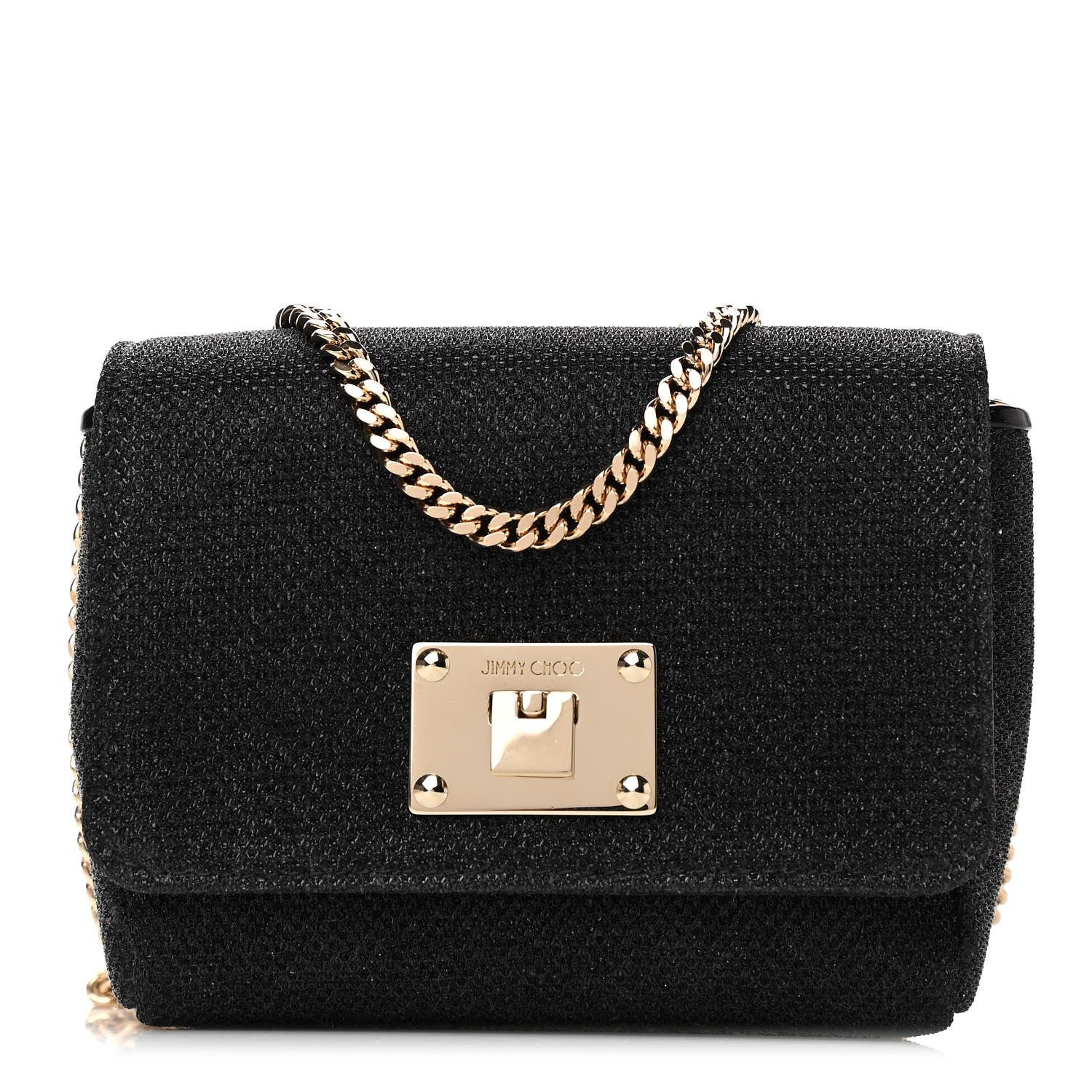 Jimmy Choo Lame Glitter Mini Ruby Chain Crossbody Black 1 of 10
