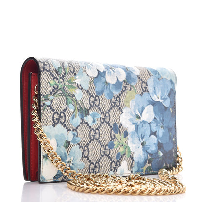 Gucci GG Supreme Monogram Blooms Chain Wallet Blue 3 of 8