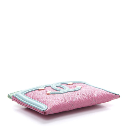 Chanel Caviar Quilted CC Filigree Card Holder Pink Blue Green 4 of 10