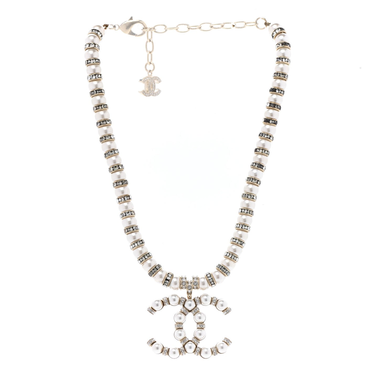 Pearl Crystal Nefertiti CC Short Necklace Gold