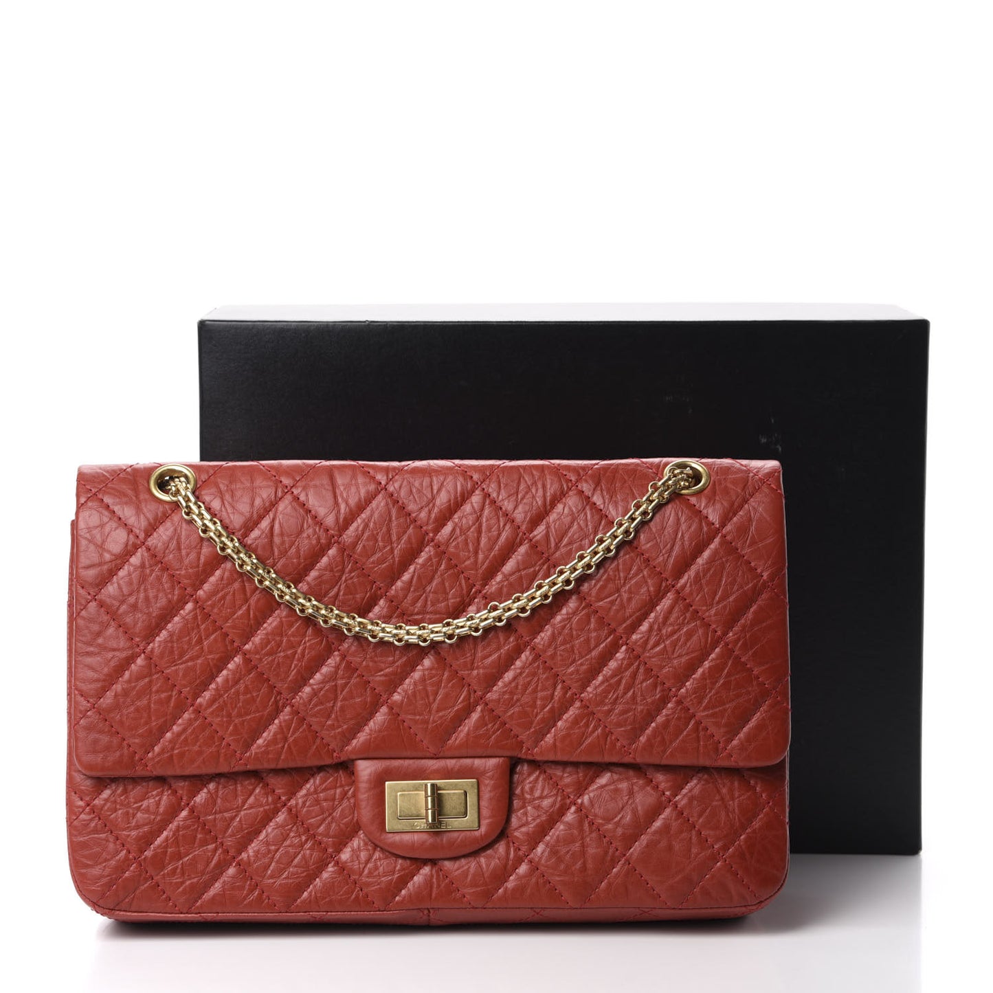 Aged Calfskin Quilted 2.55 Reissue 227 Flap Red