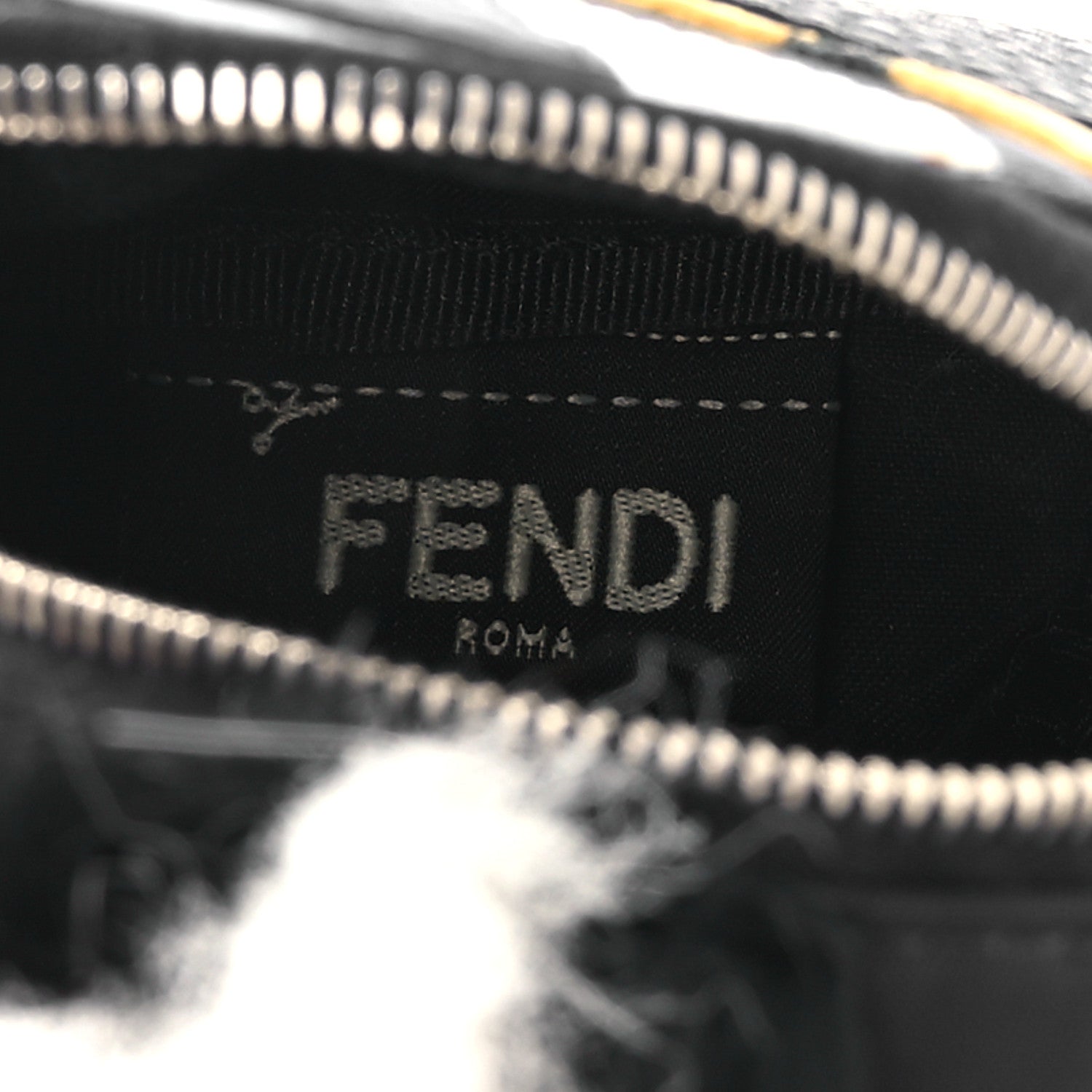 Fendi Nylon Cuoio Romano Nutria Fox Fur Monster Eyes Mini Backpack Charm Blue Black Multicolor 4 of 7