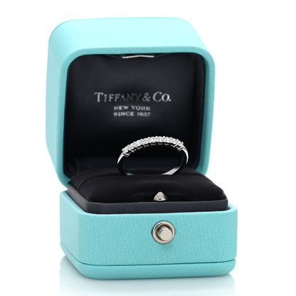 Tiffany Platinum Diamond .27ct 2.2mm Half Circle Embrace Band Ring 55 7.25 3 of 5