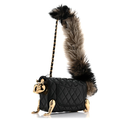 Chanel Lambskin Shearling Quilted Mini Squirrel Flap Black 3 of 13