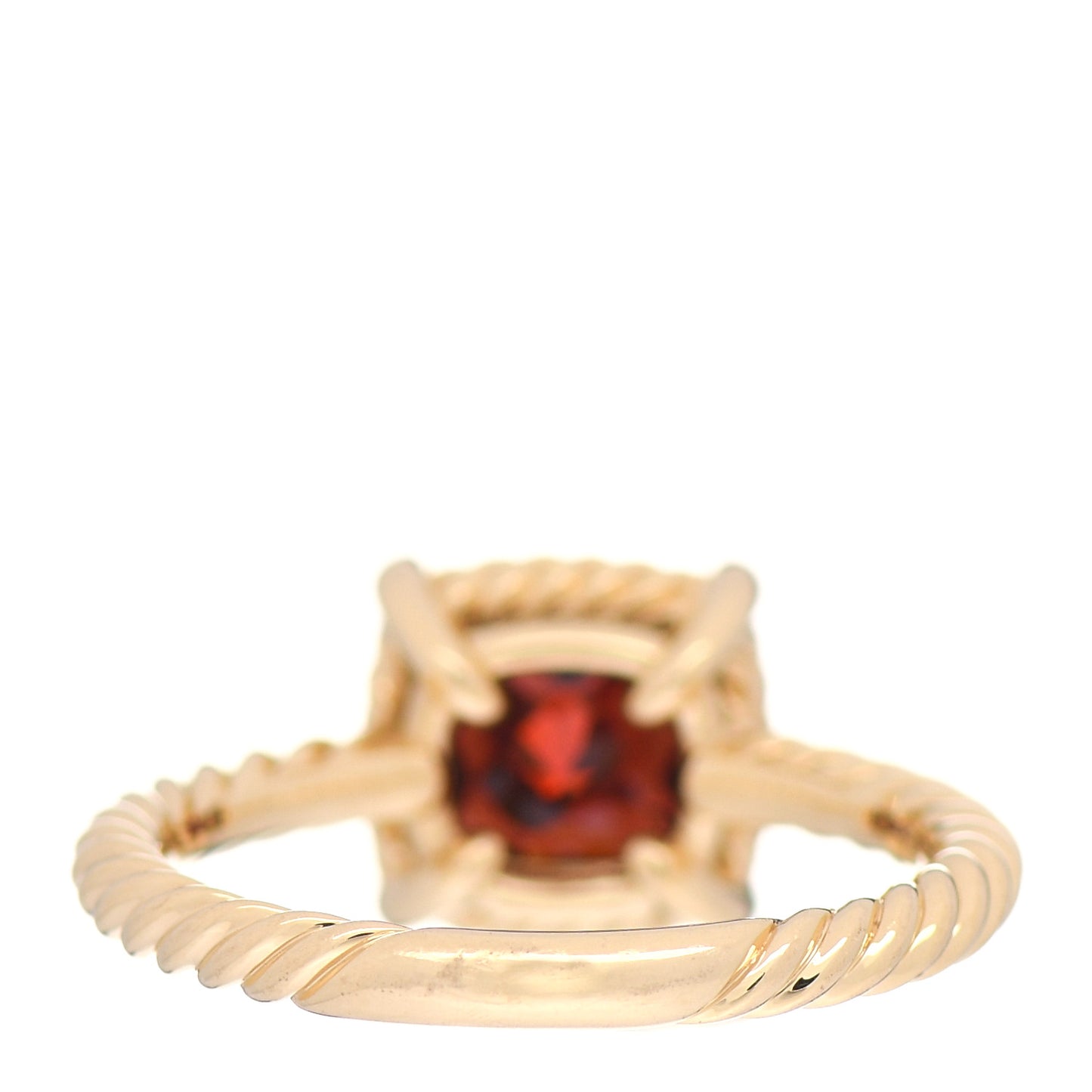 18K Yellow Gold Diamond Garnet 7mm Petite Chatelaine Pave Bezel Ring 54 6.75