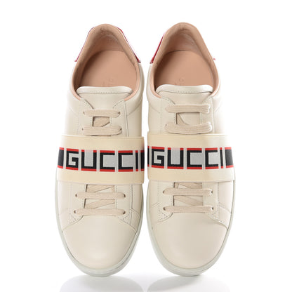 Gucci Calfskin Stripe Womens New Ace Sneakers 38 New Mystic White Ecru Red Flame 4 of 12