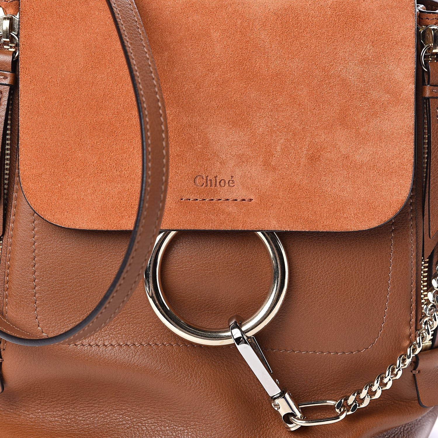 Chloe Suede Calfskin Small Faye Backpack Tobacco 9 of 9