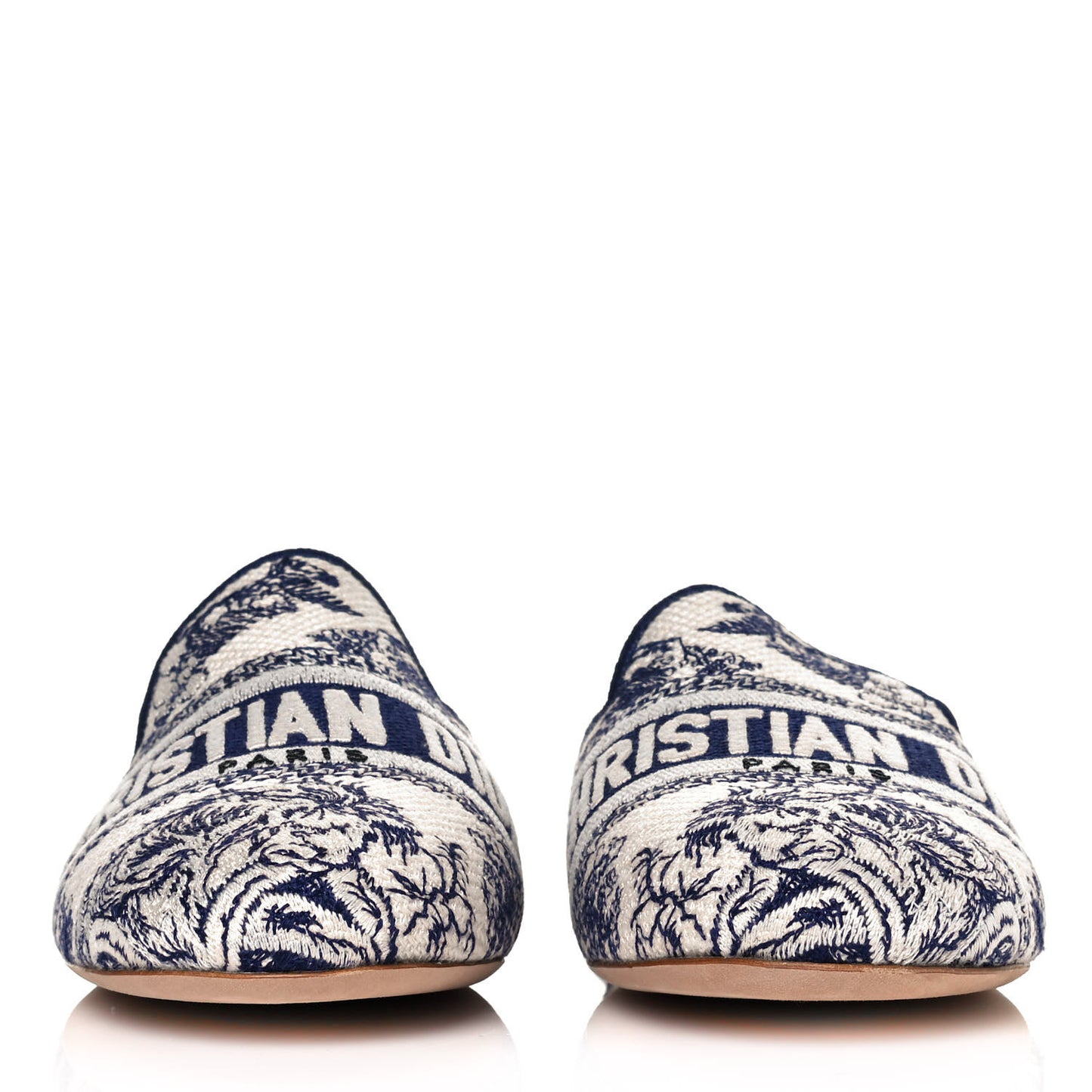 Canvas Cotton Embroidered Dioriviera Mules 40 Blue