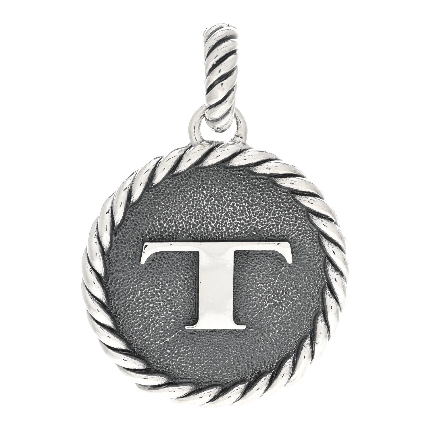 David Yurman Sterling Silver Cable Collectibles Initial T Charm Pendant 1 of 3