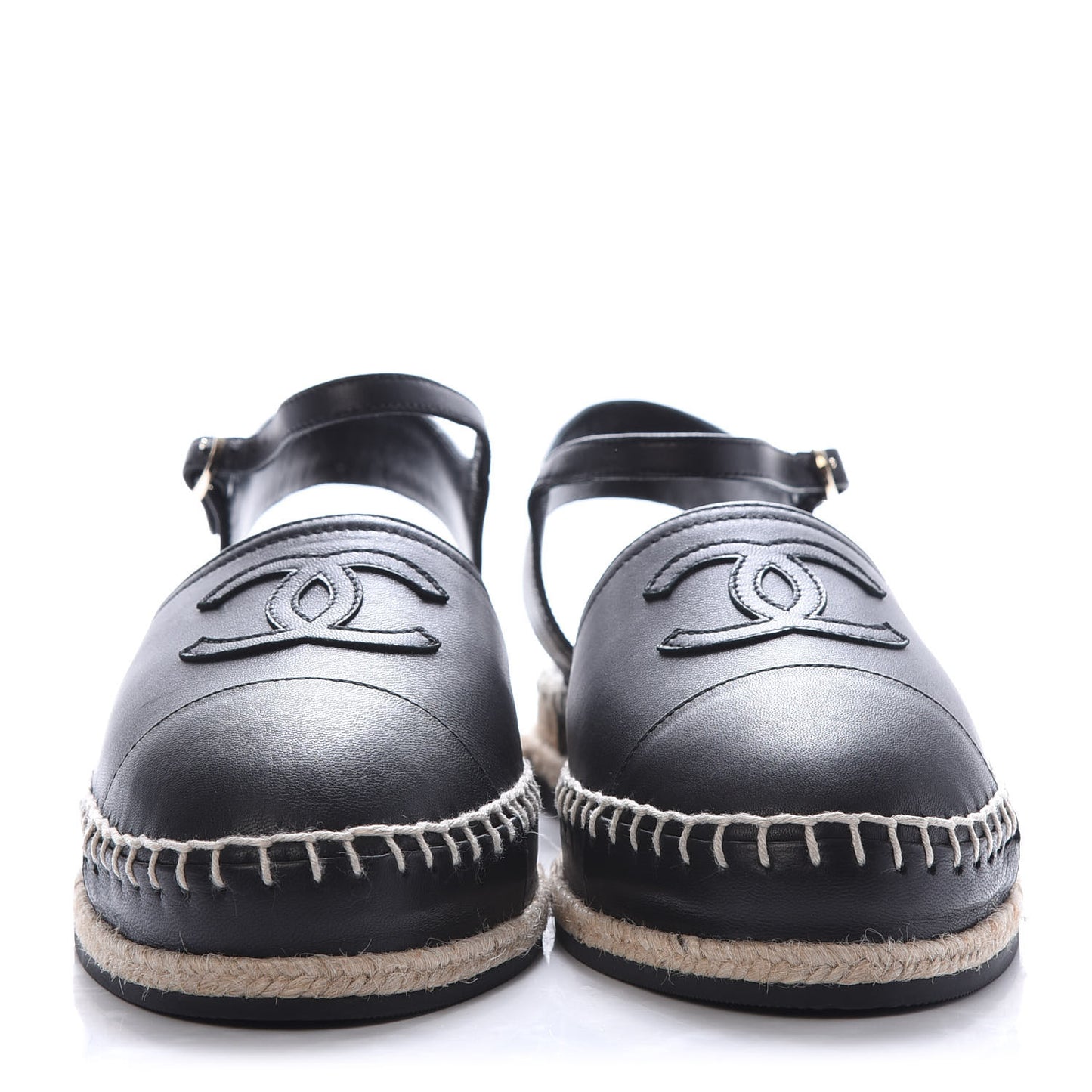 Lambskin CC Ankle Strap Espadrilles 40 Black