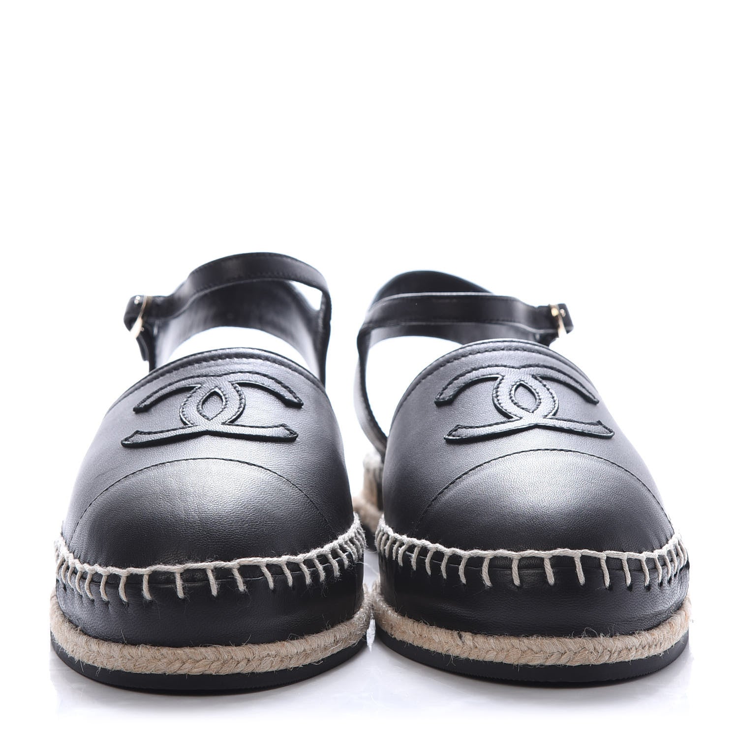 Chanel Lambskin CC Ankle Strap Espadrilles 40 Black 2 of 9