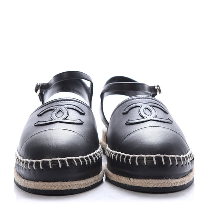 Chanel Lambskin CC Ankle Strap Espadrilles 40 Black 2 of 9