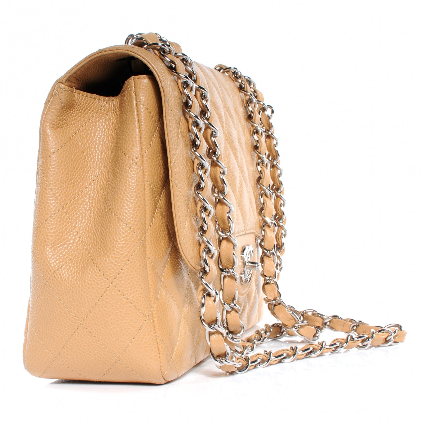 Caviar Jumbo Single Flap Beige