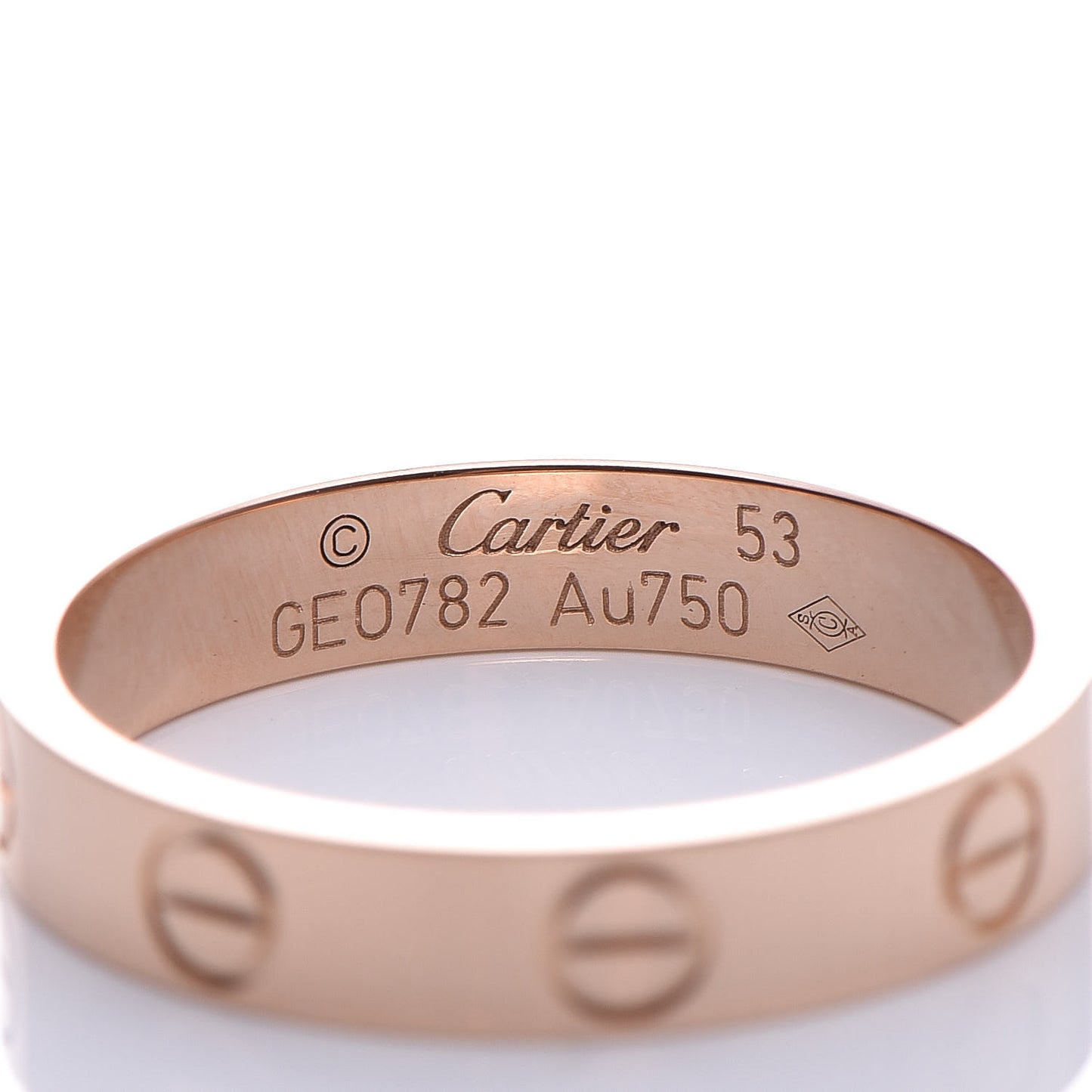 18K Pink Gold 3.5mm LOVE Wedding Band Ring 53 6.25