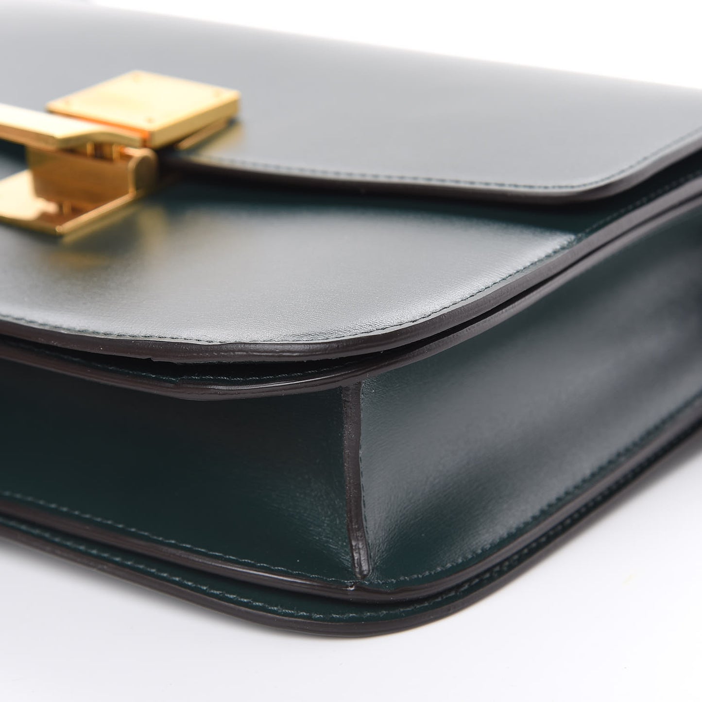 Box Calfskin Medium Classic Box Flap Bag Dark Green