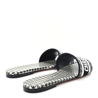 Christian Dior Canvas Millefiori Embroidered Dway Flat Slide Sandals 38 Black White 5 of 10