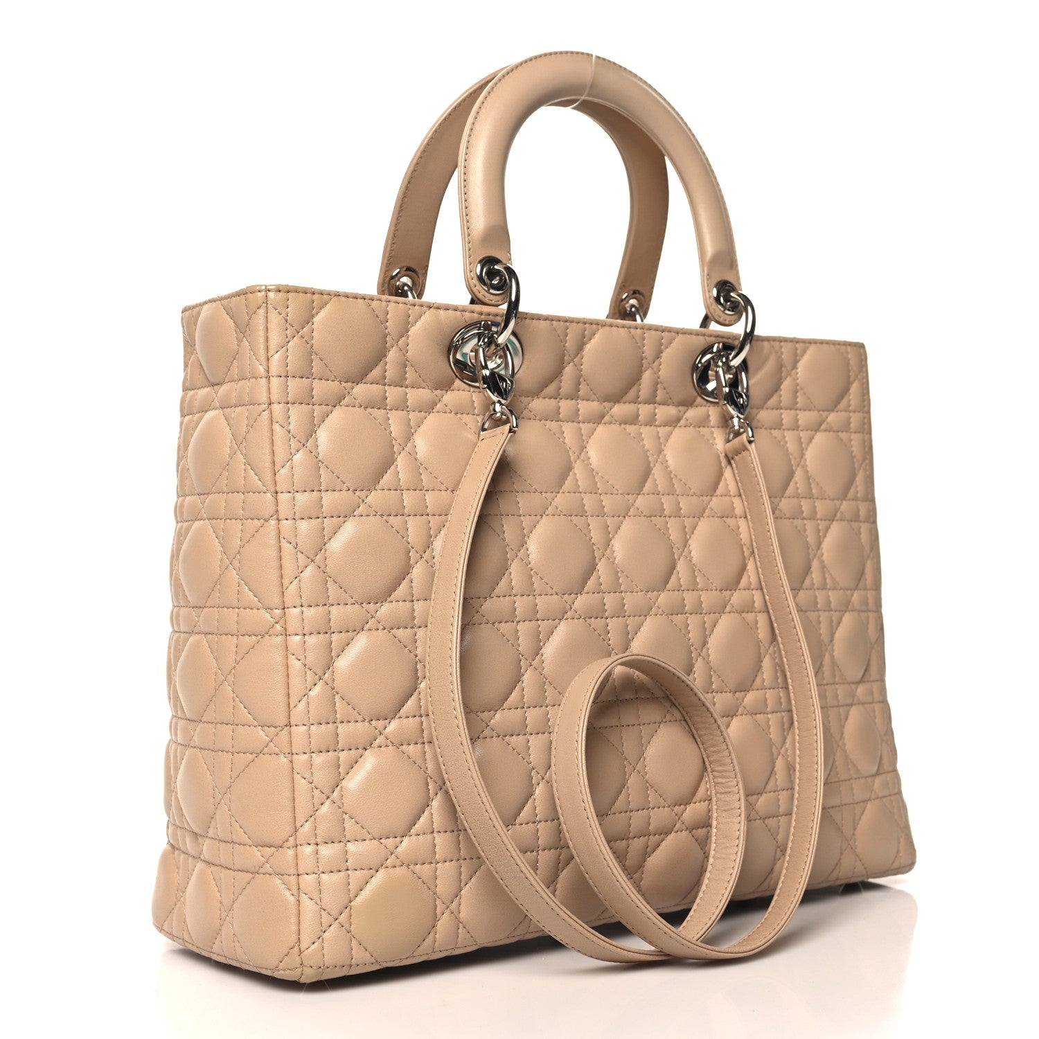 Christian Dior Lambskin Cannage Large Lady Dior Beige 3 of 10