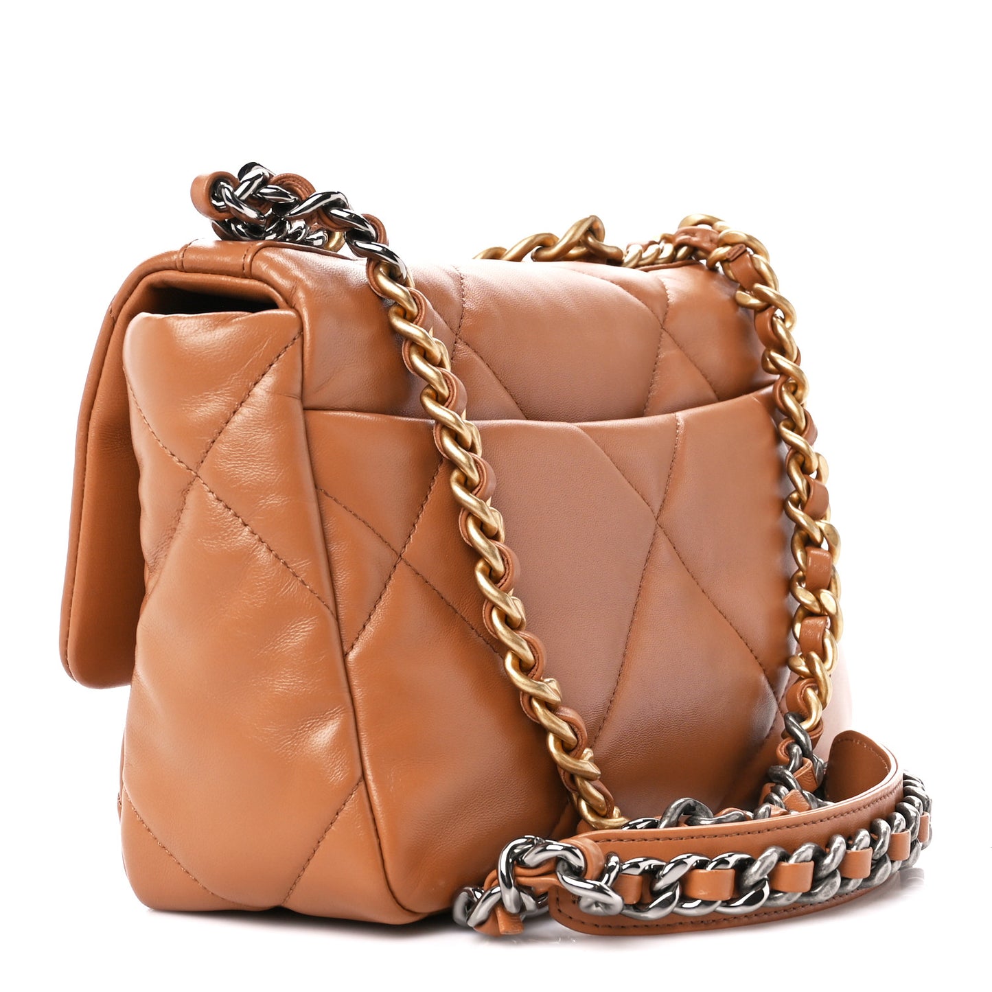 Lambskin Quilted Medium Chanel 19 Flap Brown