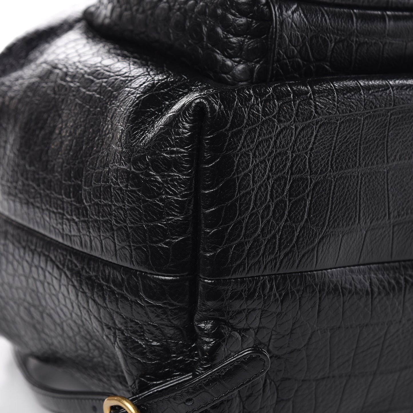 Calfskin Crocodile Embossed Large Backpack Black