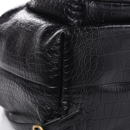 Chanel Calfskin Crocodile Embossed Large Backpack Black 9 of 10