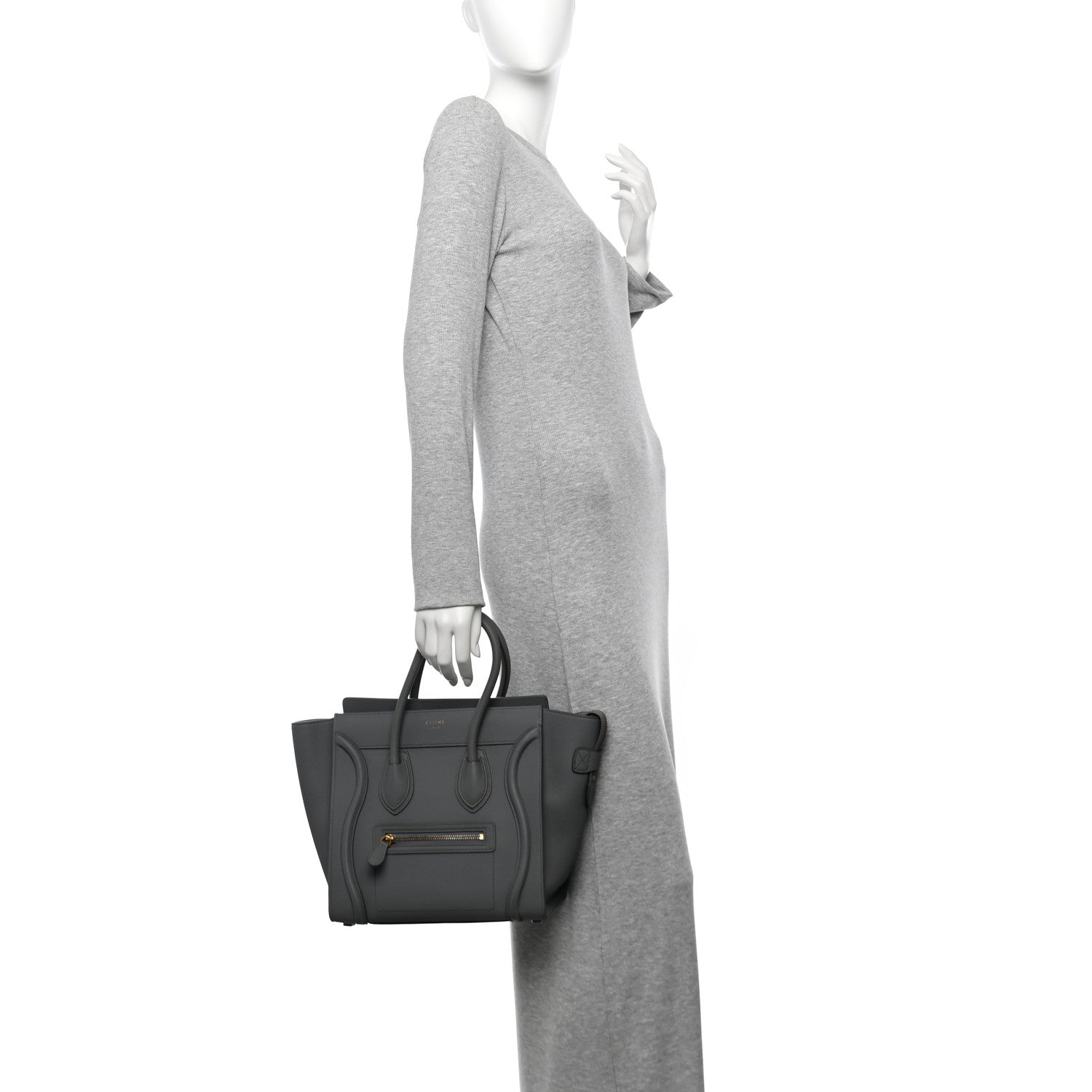Celine Baby Drummed Calfskin Micro Luggage Kohl 2 of 11