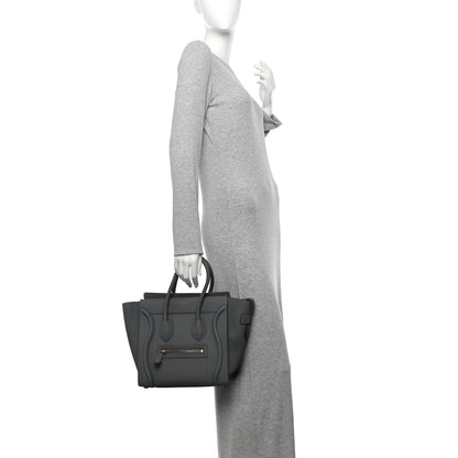 Celine Baby Drummed Calfskin Micro Luggage Kohl 2 of 11