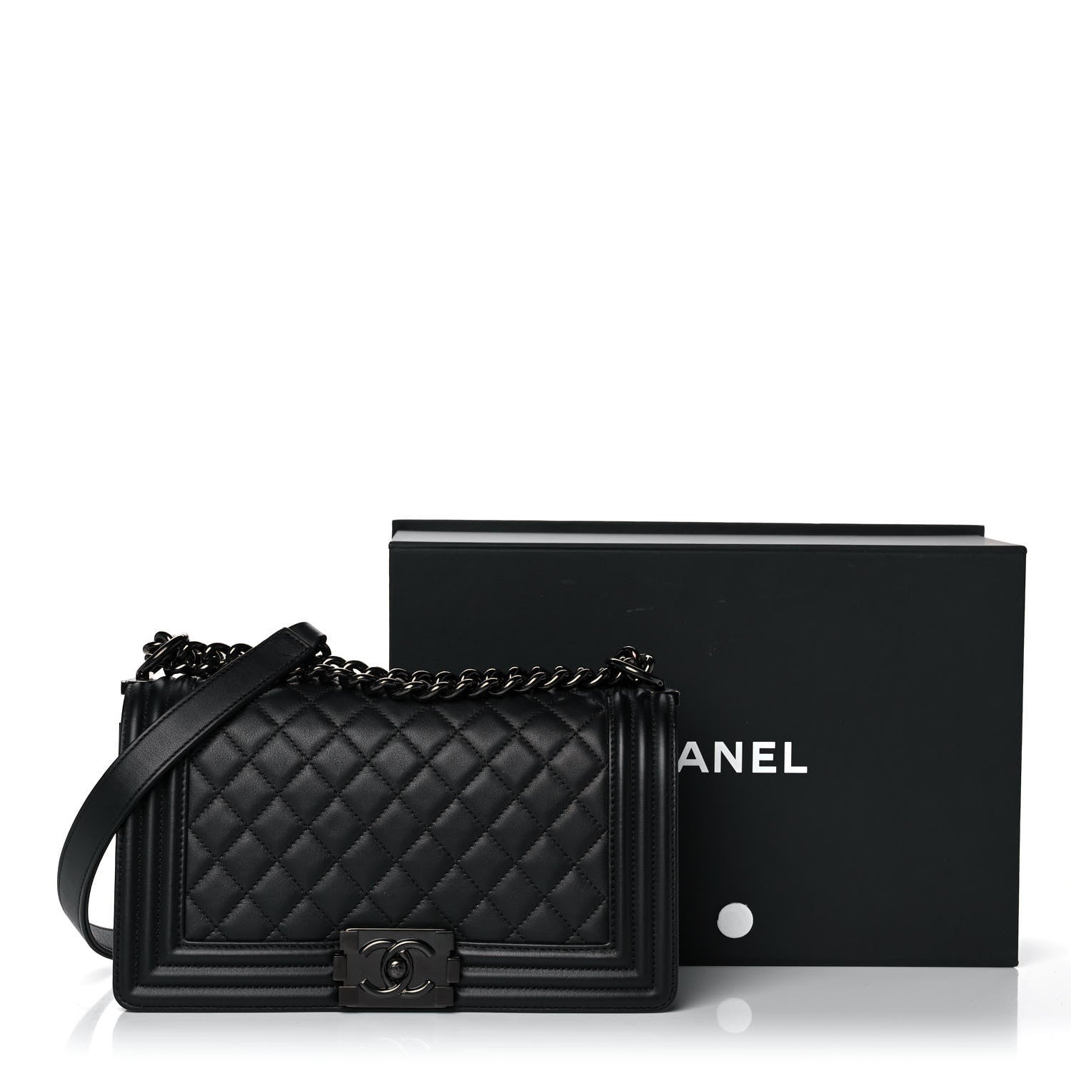 Chanel Calfskin Quilted Medium Boy Flap So Black 12 of 12