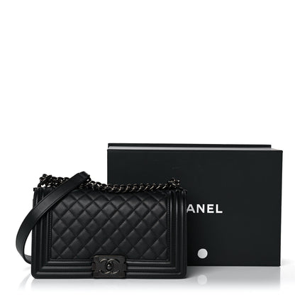 Chanel Calfskin Quilted Medium Boy Flap So Black 12 of 12