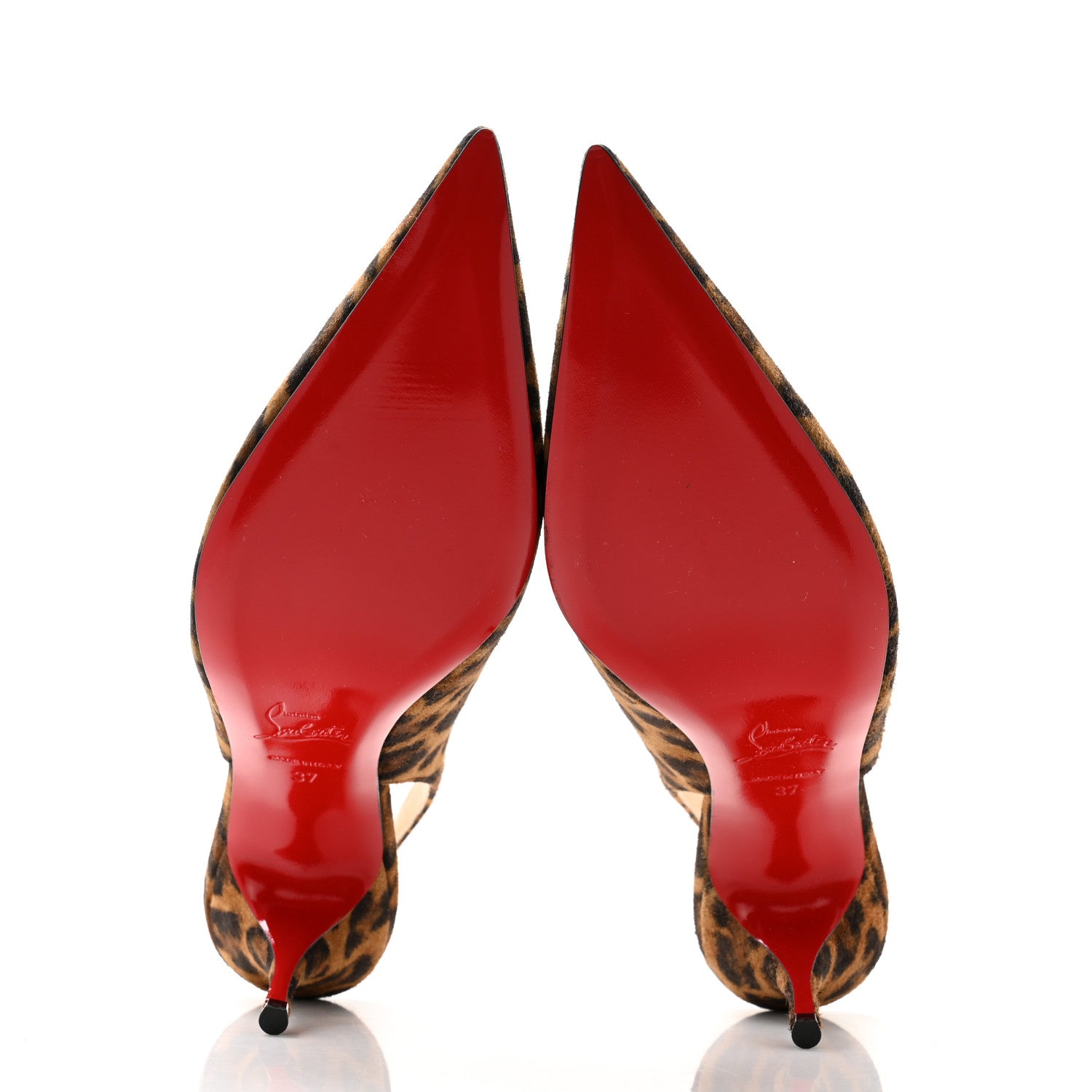 Christian Louboutin Veau Velours Leopard Clare Sling 80 Pumps 37 Caramel 5 of 8