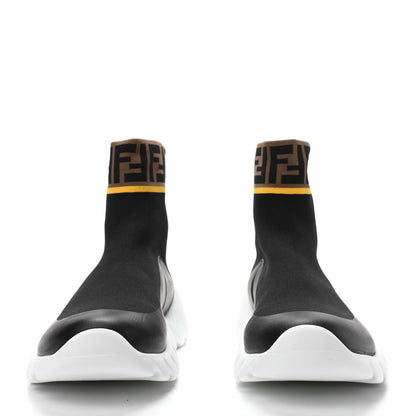 Fendi Jersey FF Mania Mens High Top Sock Sneakers 10 Black Tobacco Yema 2 of 9