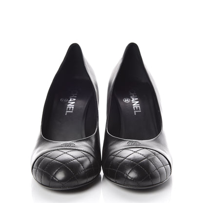 Chanel Lambskin Pearl Cap Toe Pumps 40 Black 2 of 15