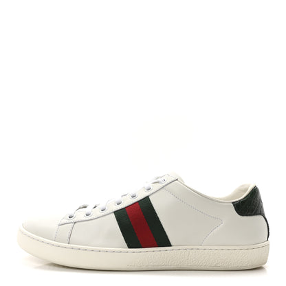 Gucci Calfskin Crocodile Web Womens Ace Sneakers 38.5 White Green 1 of 9