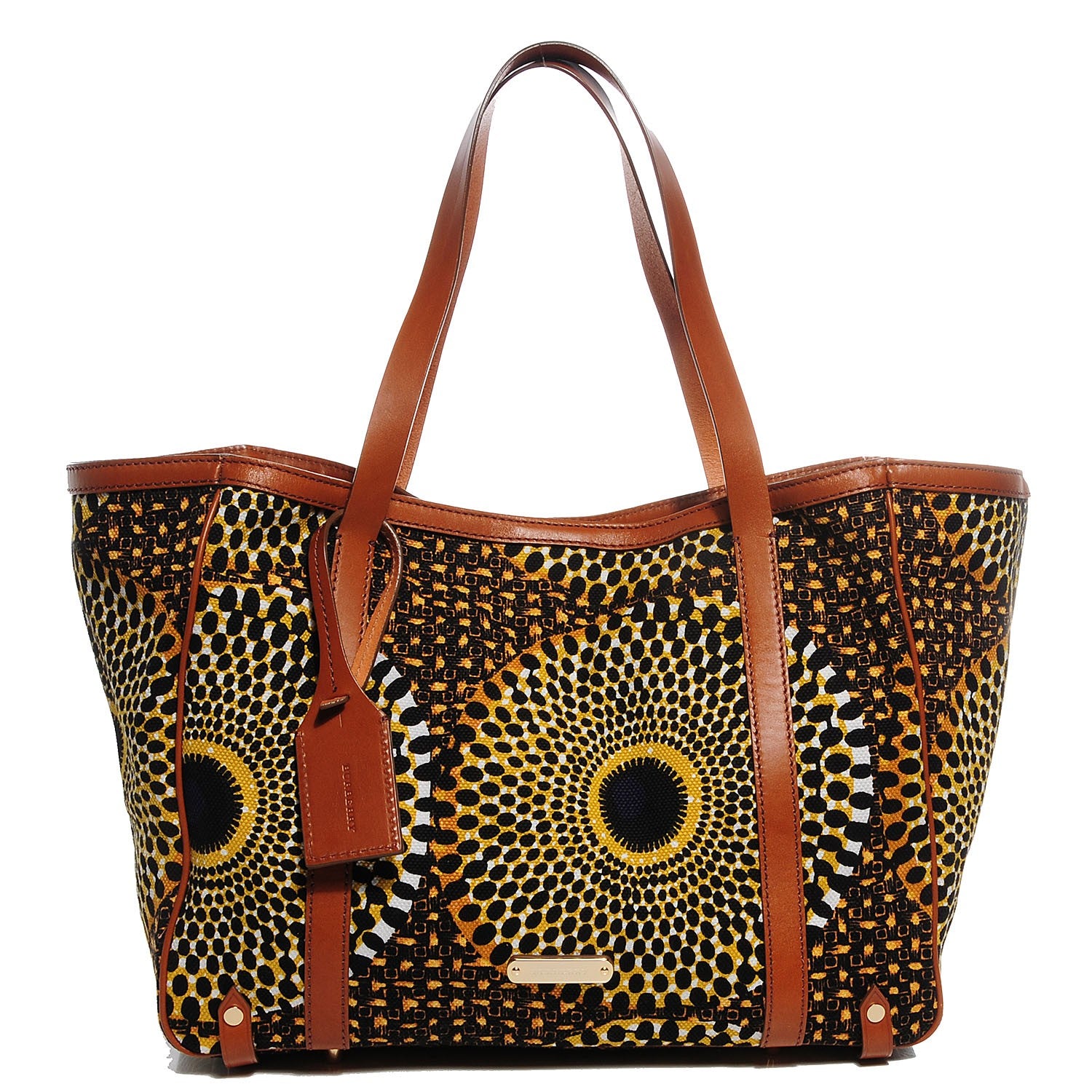 Burberry Calfskin Canvas Starburst Print Tote Tan 1 of 11