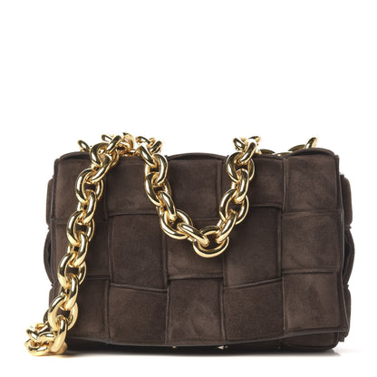 Bottega Veneta Suede Maxi Intrecciato Padded Chain Cassette Crossbody Bag Fondant 1 of 9
