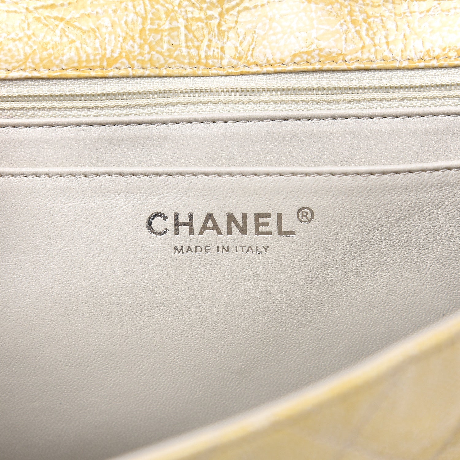 Chanel Crinkled Patent Quilted Jumbo Single Flap Light Beige 5 of 13