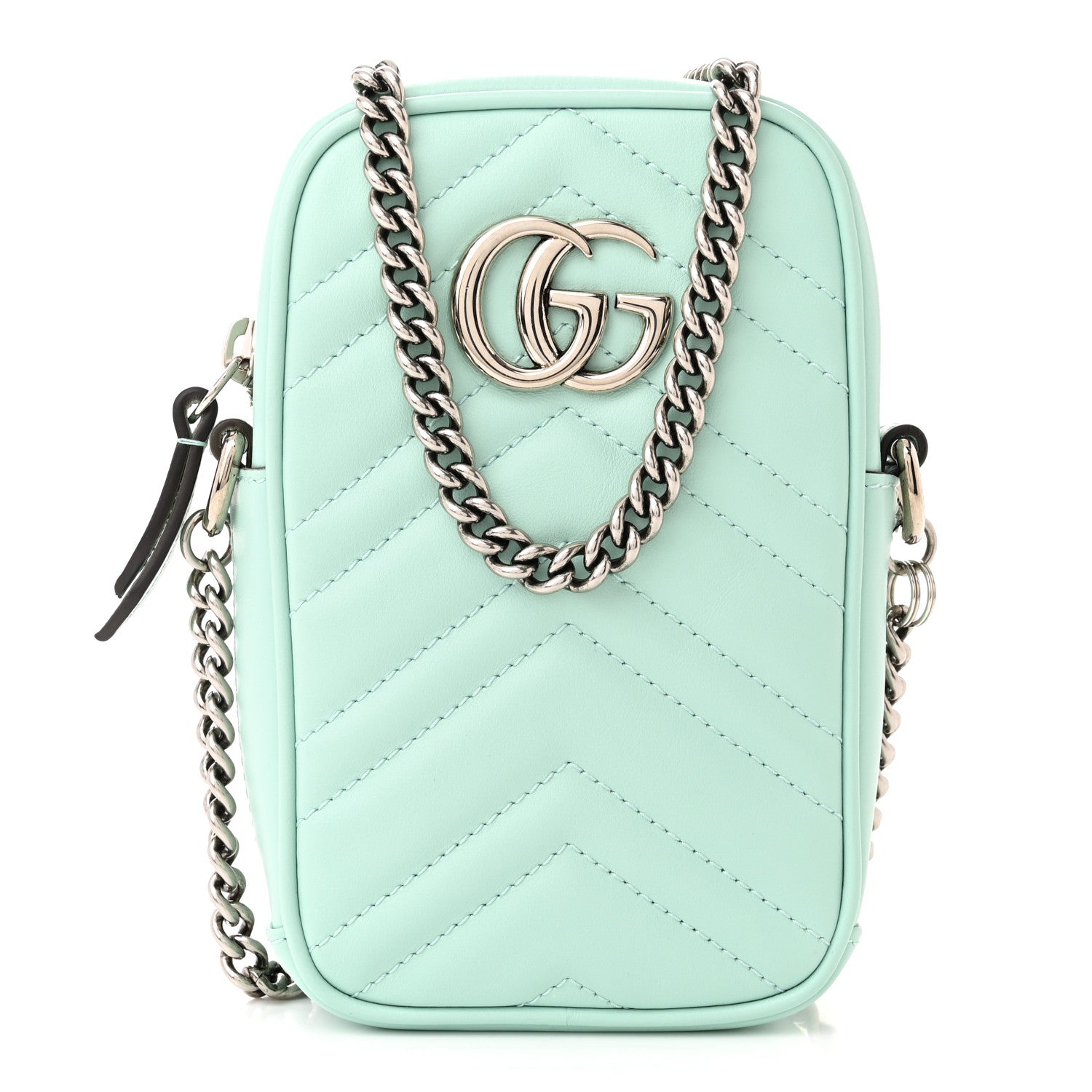Gucci Calfskin Matelasse Mini GG Marmont Crossbody Bag Water Green 1 of 10