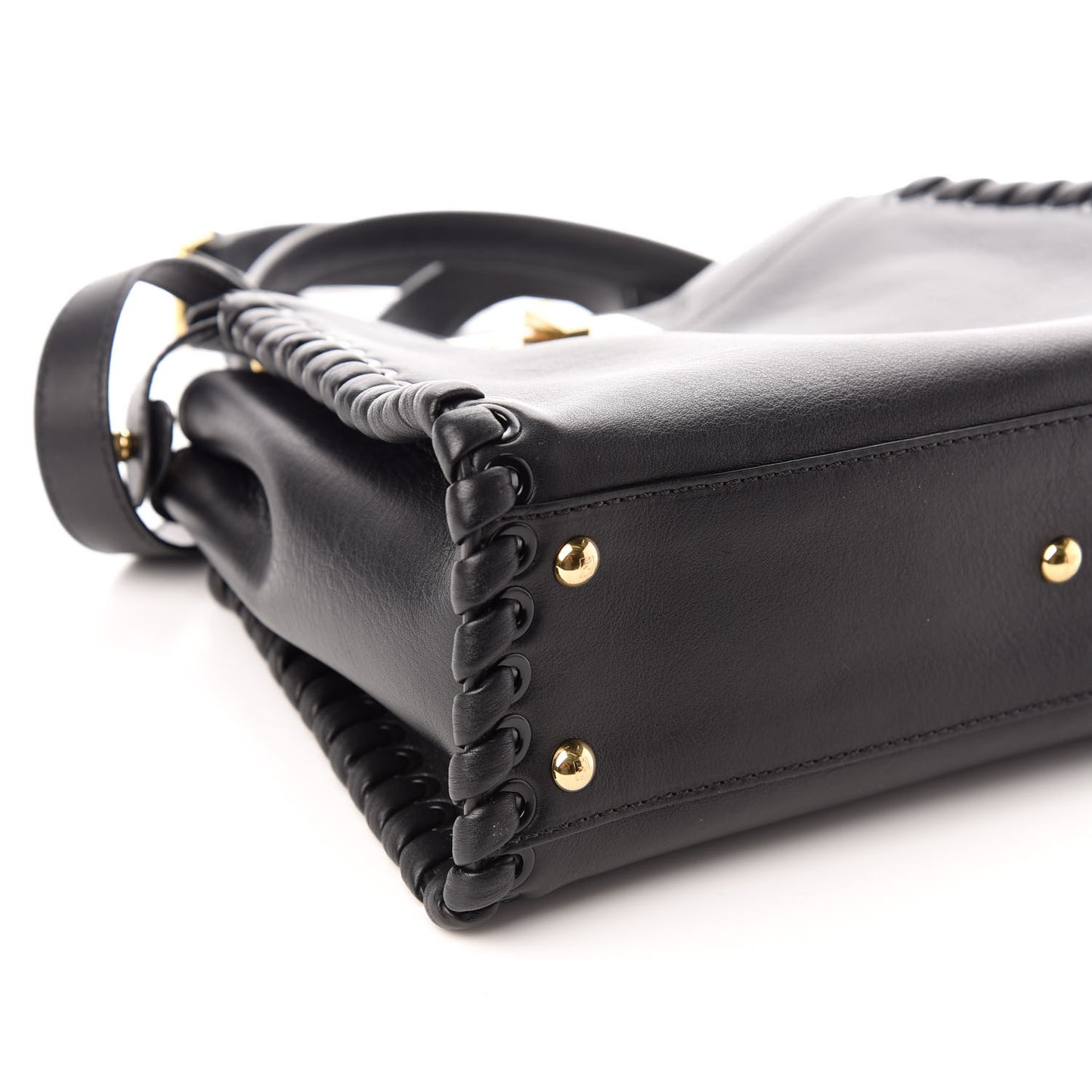 Vitello Seta Lace Up Medium Peekaboo Iconic Satchel Black