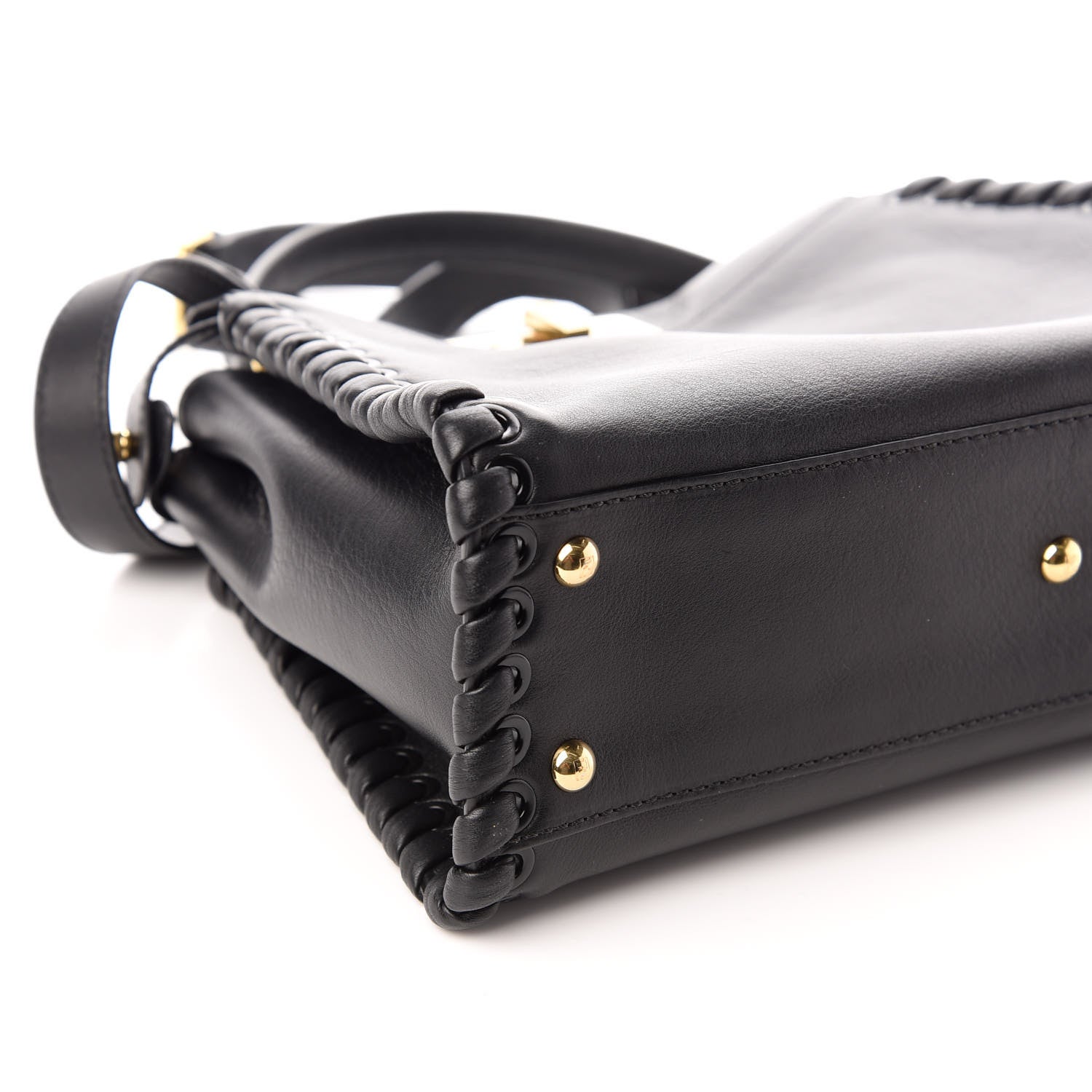 Fendi Vitello Seta Lace Up Medium Peekaboo Iconic Satchel Black 9 of 10