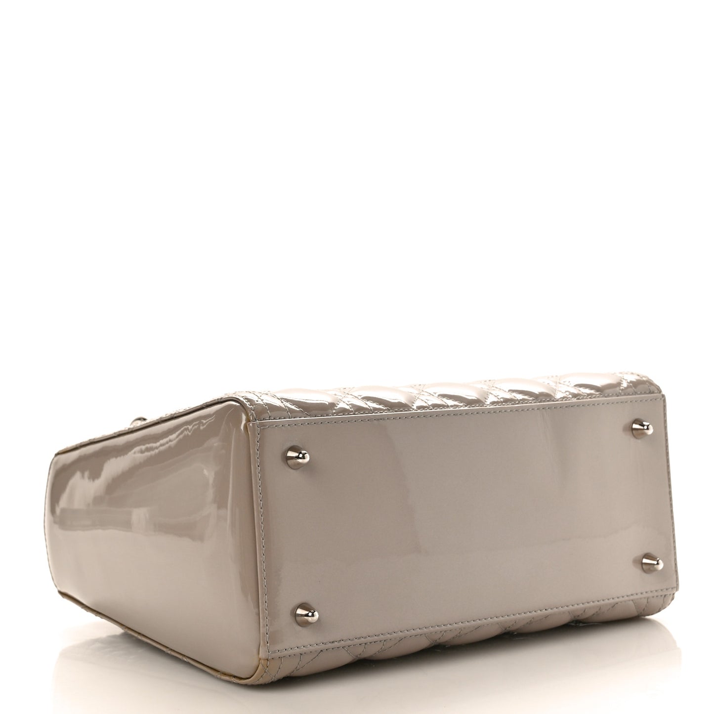 Pearlized Patent Cannage Medium Lady Dior Grey