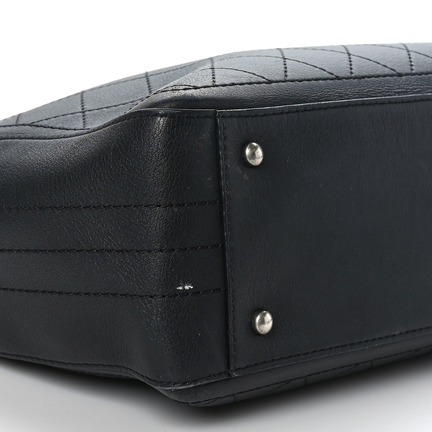 Bullskin Stitched Bi-Color Large Shopping Tote Black