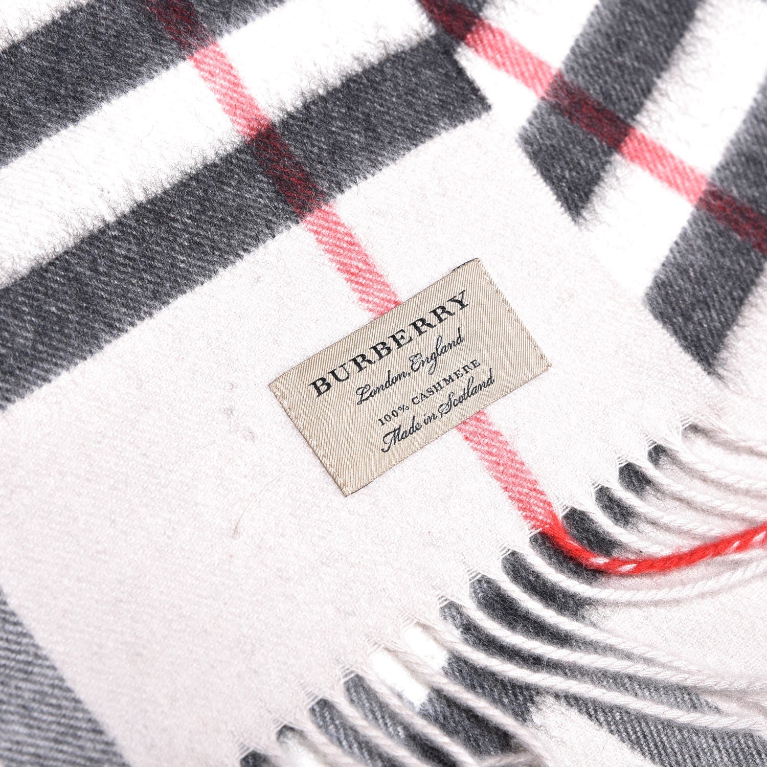 Burberry Cashmere Giant Check Fringe Scarf Stone 4 of 5